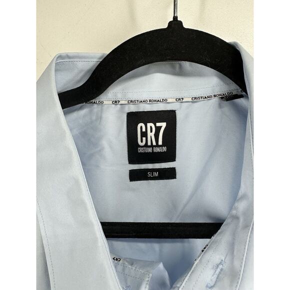 CR7 Cristiano Ronaldo Slim Fit Button Up Light Blue Dress Shirt Size 2XL XXL - Picture 4 of 9